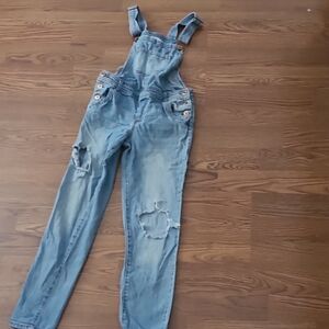 Vanilla Star Light Blue Distressed Overalls